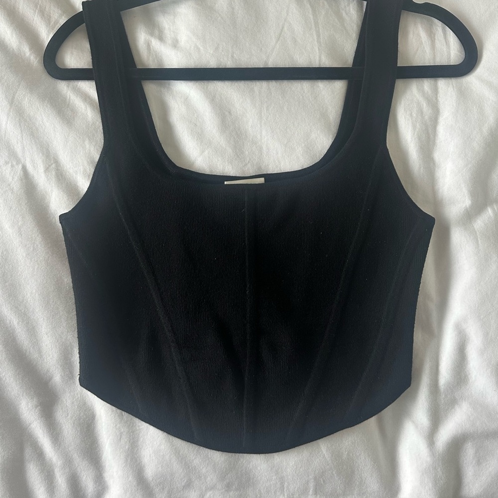 Aritzia Wilfred Black Knit Corset Top Medium